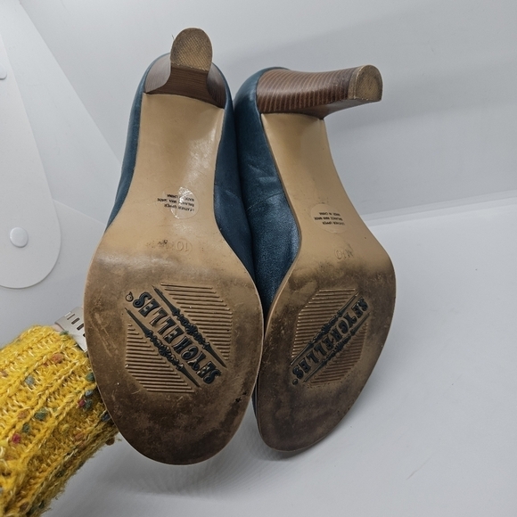 Seychelles teal leather and suede floral embroidered pumps size 10 - Picture 7 of 12